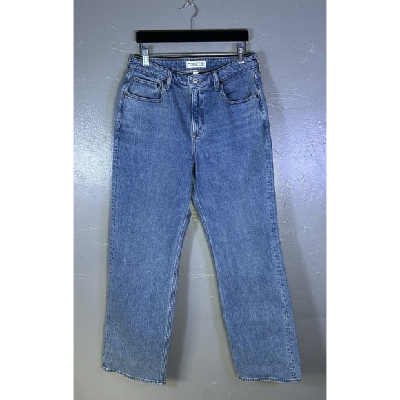 Abercrombie & Fitch Denim - A&F High Rise 90's Relaxed Size 30 Med. Blue Color Cowboy Boot Embroidery